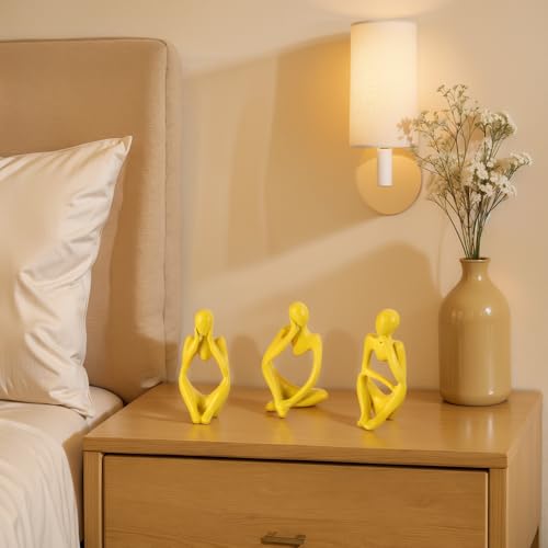 Set de 3 Estatuas Pensador Amarillo para Decoración miniatura 7
