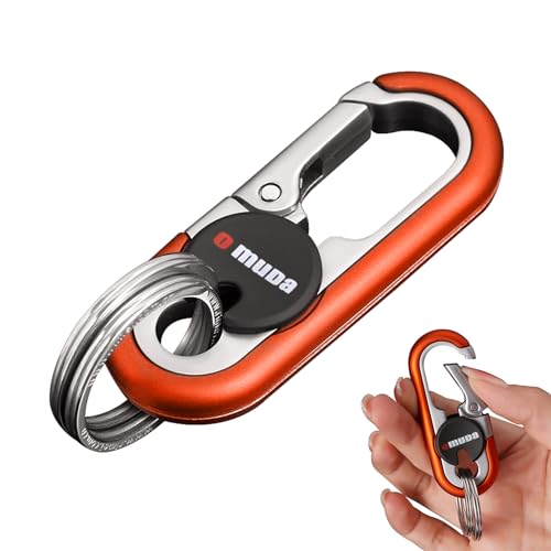 Image of Key Chains Men, 2024 Car Key Chain for Men, Anti-Loss Keychain with Double Keyrings, Quick Release Key Chain (1pc,Orange)