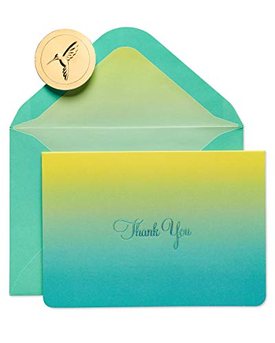 Image of Papyrus Thank You Cards with Envelopes, Teal Ombre (16-Count)