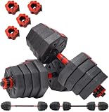 STEADY ダンベル 可変式 バーベルセット【最大5WAY/5kg/10kg/15kg/20kg/2個セット/ワンタッチロック】 筋トレ 筋トレグッズ 鉄アレイ 可変式 dumbbell set