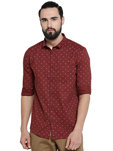 Image of SHOWOFFFF Men Printed Casual Shirt | Spread Collar Full Sleeves Cotton Shirt for Mens | Slim Fit Regular Length Shirt for Men's