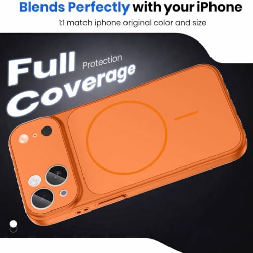 Image of SHINESTAR Converter Case for iPhone 15 Plus | Premium Protective Mag-Safe Cover | iPhone 17 Pro / 17 Pro Max Series Style Design | in-Built Camera Guard | Wireless Charging Compatible - Orange
