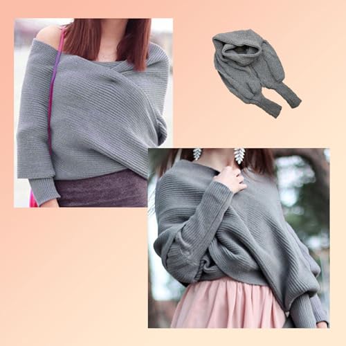 New Knitted Shawl Wrap with Sleeves - Winter Warm Sweater Scarf4