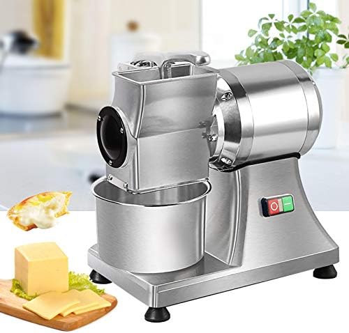 110V Electric Commercial Cheese Grater Grinder Slicer, 0.75HP/550W, 88lb/hour Throughput, Aluminium Alloy & Stainless Steel Body, Silver