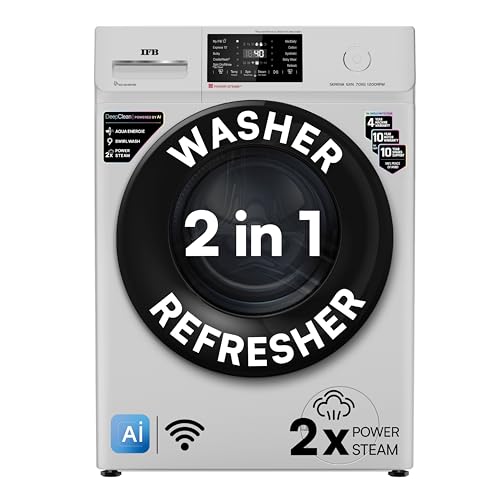 Image of IFB 7 Kg 5 Star, DeepClean Technology, AI Powered, WiFi, Fully Automatic Front Load Washing Machine (SERENA GXN 7012 CMS, PowerSteam, 9 Swirl, Steam Refresh, Inbuilt Heater, Eco Inverter, Grey)