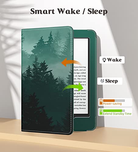 Image of MoKo Case for 7 inch /6.8 inch Kindle Paperwhite(12th /11th Generation-2024 /2021) and Kindle Colorsoft Signature Edition, Slim PU Shell Cover Case with Auto-Wake /Sleep for Kindle Paperwhite 2024, Green Forest