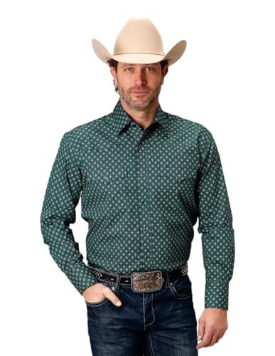 ROPER Western Shirt Mens L/S Print Snap Blue 03-001-0225-1001 BU