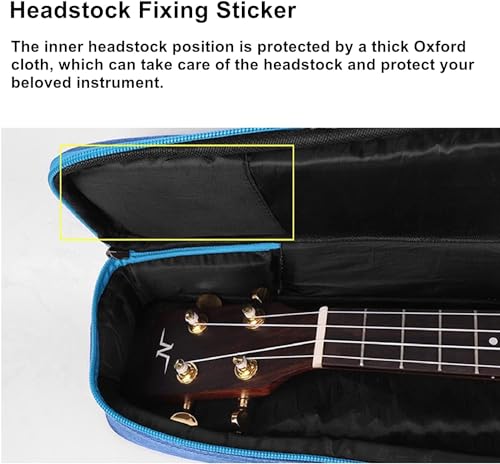 Image of Canvas Ukulele Case 15MM Heavy Sponge Padding Waterproof Dustproof Shockproof Ukulele Bag for Concert Soprano Tenor Ukulele, Blue