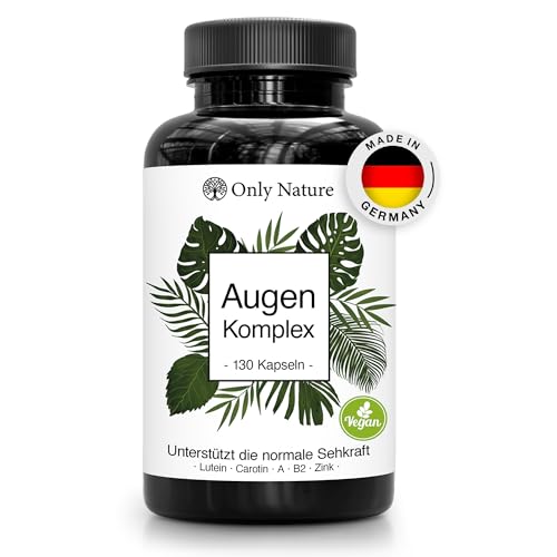 Augenvitamine - 130 Lutein Zeaxanthin Kapseln mit Beta Carotin, Vitamin B2, A, Zink - Einzigartige Zusammensetzung - in Deutschland produziert, Laborgeprüft & vegan - Augenvitamine Testsieger
