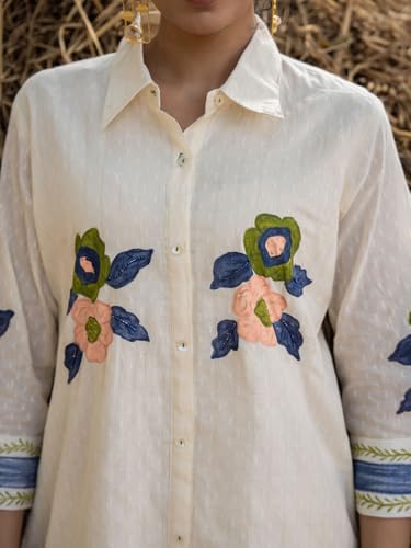 Image of INDO ERA Women's Cotton Ethnic Co-Ord Set | Kurta Pant Set | Stylish Cotton Suit Set for Women,10123