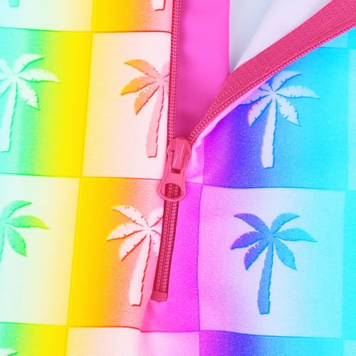 Image of TFJH E Short Sleeve Girls Swimsuits UV 50+ One Pieces Zipper 2-14Y | From beach vacations and pool parties to cruises and water parks, this colorful floral swimsuit is her summer favorite