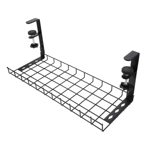 Organizador de cables para escritorio SECFOU con instalación sin taladro, gran capacidad para gestión de cables, soporte para almacenamiento de cables negro de 500 mm miniatura 1