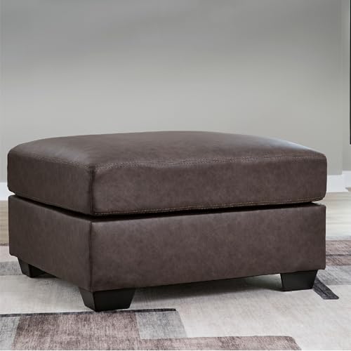 Image of Signature Design by Ashley Oversized Square Faux Leather Ottoman, Brown