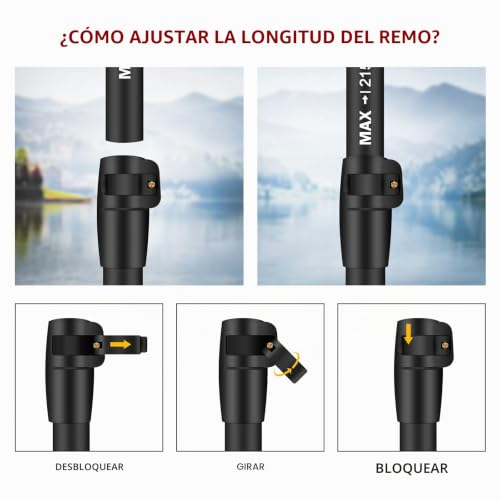 Remo SUP Overmont de aluminio resistente con diseño de 3 piezas ajustables 5