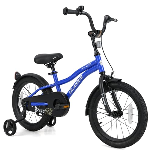 Image of Olakids Kids Bike, 12 14 16 18 Inch Toddlers Bike with Training Wheels Safety Bell Adjustable Seat and Handlebar, Handbrake and Coaster Brake, Children's Bicycle for Boys Girls
