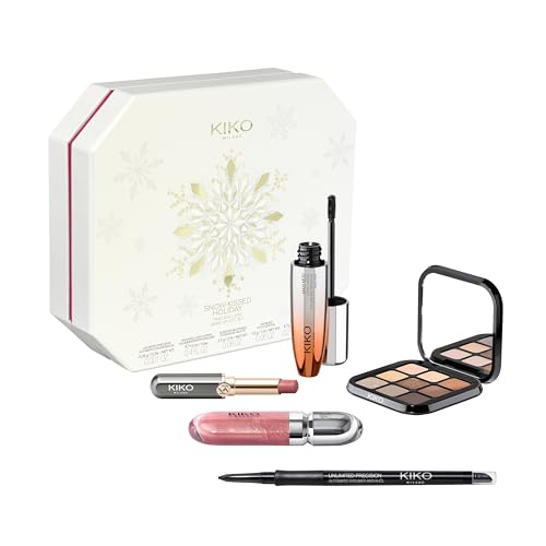 KIKO Milano Snow-Kissed Holiday Timeless Look Makeup Gift Set, Kit De Regalo De Maquillaje: Máscara De Pestañas Efecto Volumen, Delineador De Ojos, Paleta De Sombras De Ojos, Brillo De Labios Y Labial