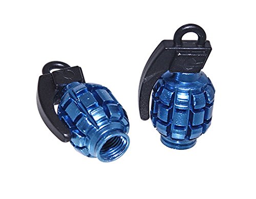 Lowrider Grenade Bike Bicycle Valve Cap Alloy Blue. Schrader/Valve Bike Part, Bicycle Part, Bike Accessory, Bicycle Accessory