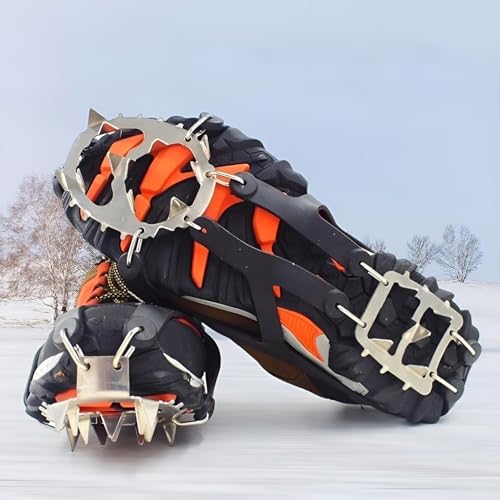 GripXtreme Ice Crampons for Shoes & Boots – 18-Spike Stainless Steel Snow & Ice Traction Cleats for Hiking, Trekking, Climbing & Winter Roads (M (3-7 Sizes))