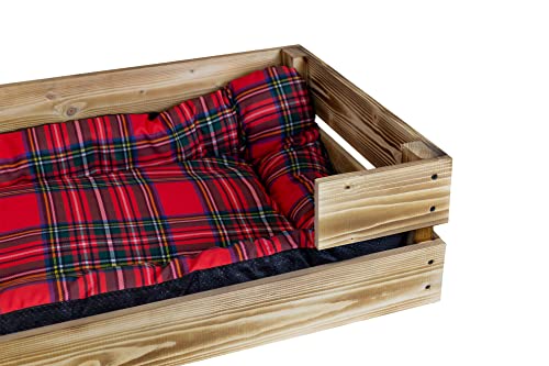Kistenkolli Altes Land Hundebett Rocky mit Kissen 80x50x21cm Hundekorb Tierbett Hundekissen Schlafplatz Vintage Hundesofa (geflammt)