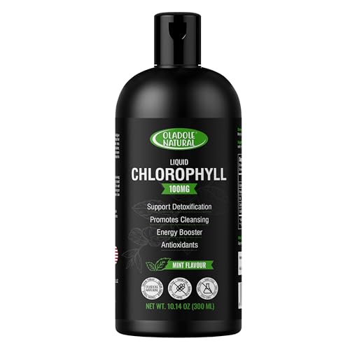 Oladole Natural Chlorophyll Liquid - 300ml Mint Flavor | Pure Green Superfood Supplement for Detox Energy Boost Weight Management and a Internal Deodorant | Rich in Antioxidants Non-GMO Gluten Free