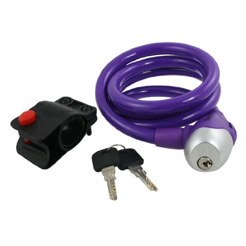 Aexit Motorcycle Bike Bike Locks Purple Plastic Covered Steel Cable U-Locks Lock 1.5M