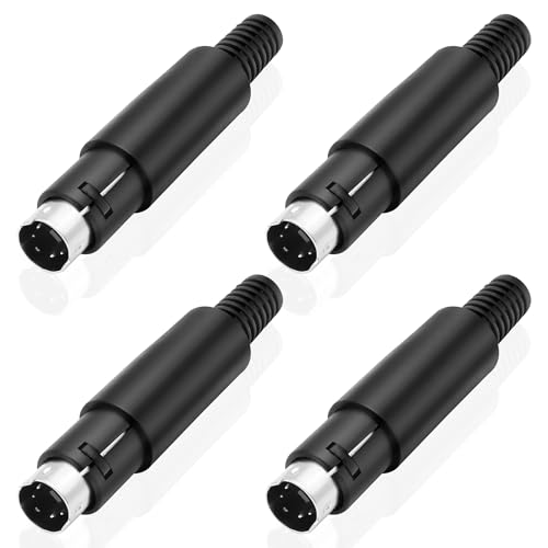 MEIRIYFA S-Video Mini DIN 4-Pin Male Plug Socket Adapter Solder Terminals Signal Transmission Connector for TV VCR DVD Computer Player 4Pcs (4-Pin Male)