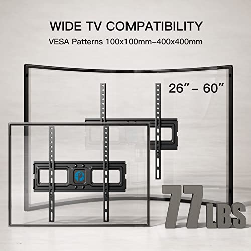 Pipishell Full Motion Tv Wall Mount Bracket For Most 26-60 Inch Led, Lcd, Oled Flat Curved Tvs Up To 77Lbs, Dual Articulating Arms Swivel Extension Tilt Rotation Tv Mount, Max Vesa 400X400Mm #TOP5