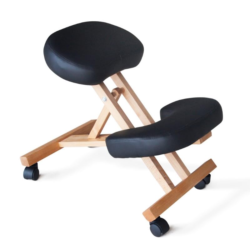 PLUS SANTE - Siège Médical Ergonomique en Bois Noah - Confort, Polyvalence, Élégance et Posture Saine - pour Les Professionnels de Santé - Supporte jusqu'à 120kg (Noir)