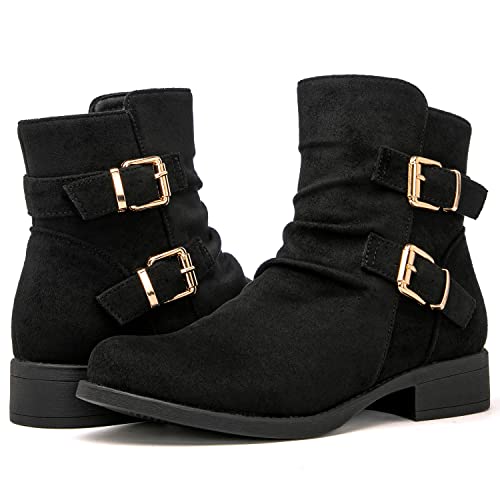 GLOBALWIN Women's Ankle Boots Fashion Booties For Women Low Heel