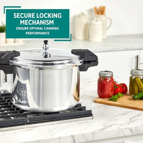 Image of Mirro 7114000228 92116 Polished Aluminum 5 / 10 / 15-PSI Pressure Cooker / Canner Cookware, 16-Quart, Silver