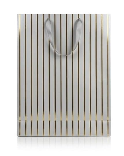 PaperAura Premium Gift Bag with Rope Handles | Luxury Paper Carry Bag for Gifts, Return Gifts, Shopping & Festive Packaging | Reusable Designer Gift Bag 13 x 4.5 x 17 Inches (Silver, Pack Of 12, Design 3)