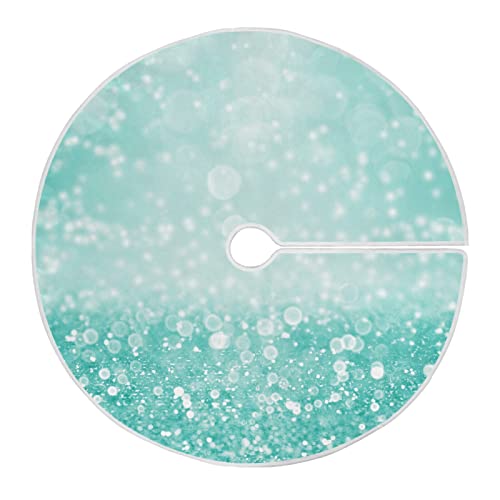 Teal Green Glitter Sparkle Confetti Turquoise Aqua Mint Diamonds 35.4" Medium Tree Skirt Circular Mat Ornament for Christmas Xmas Party Holiday Decorations