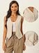 Allegra K Vest Waistcoat for Women's Fashion Sleeveless Button Down V Neck Crop Top Summer Vest Small Khaki