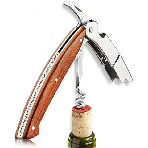 HOOMIL Kellnermesser, All-in-1 Profi Korkenzieher Wein und Bier mit Flaschenöffner & Folienschneider, Holz Kellnermesser Weinöffner aus Sommeliers Cover