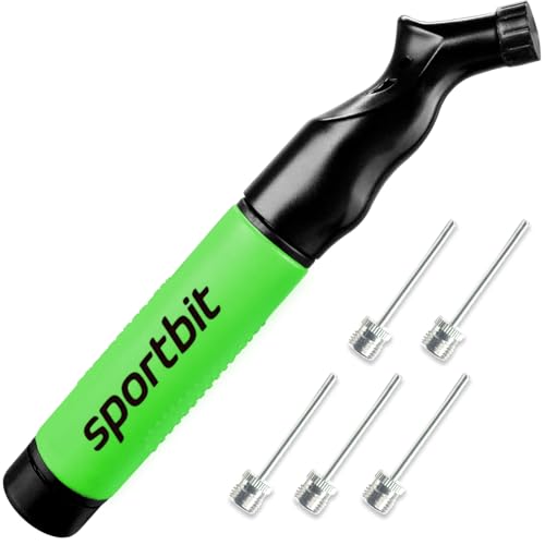Image of SPORTBIT Ball Pump for Sports Balls - Push & Pull Inflating System - Hand Pump for All Exercise Balls - Volleyball Pump, Basketball Inflator, Football & Soccer Ball Air Pump - Goes with 5 Needles Set