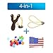 TOPRADE Solid Wooden Hunting Slingshot with National Flag Pattern Bag & Cotton Ammo for Catapult Hunting Game for Kids Children Adults (Flag Bag Set Brown Wood)
