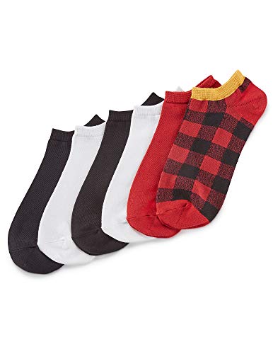 HUE Women's Supersoft No Show Liner Socks 6 Pair Pack, Deep Red, one size