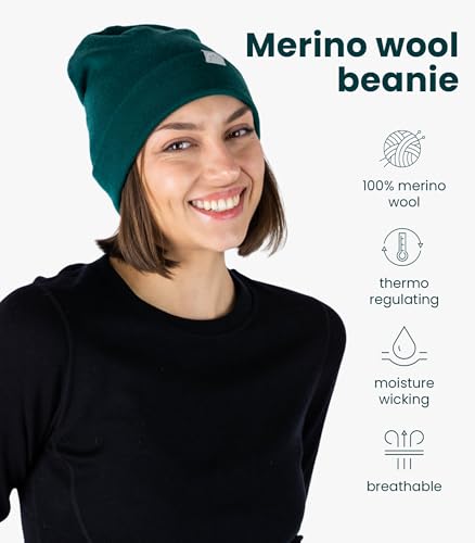 Image of Merino Wool Beanie for Women & Men - 100% Merino Skull Cap 17.5um - All Season Unisex Adult Hat & Socks for Running, Hiking