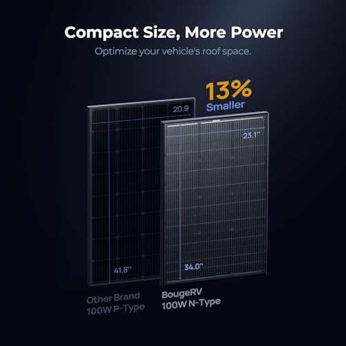 Image of BougeRV 12V N-Type 16BB 100W Bifacial Solar Panel Bundle with 28in Adjustable Solar Panel Tilt Mount Brackets