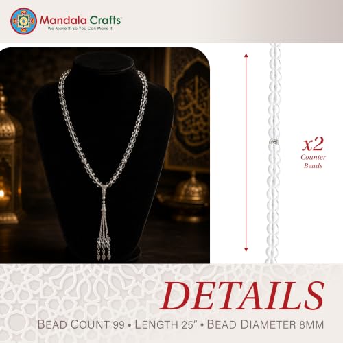 Image of Mandala Crafts Tasbih Muslim Prayer Beads 99 for Men & Women - Islamic Rosary Misbaha Tasbeeh Sibha - Zikr Dhikr Subha Beads for Ramadan Eid Gift