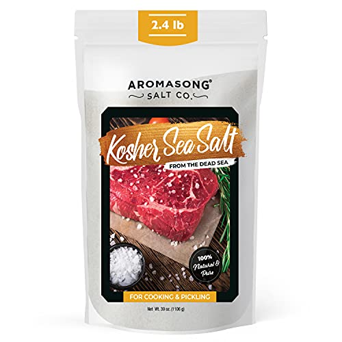 Aromasong 100% Natural Sea Salt, Kosher Salt Grain, Large Bulk 2.43 Lb Resealable Bag, All Natural, Unrefined, Gluten Free, Grinder Refill, Sea Salt for Daily Cooking or To Use as Pickling Salt