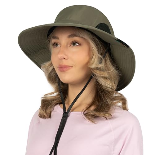Image of SUN CUBE Wide Brim Sun Hat Men Women, Fishing Hats Sun UV Protection, Mens Hiking Bucket Hat Safari Beach Boonie, UPF 50+
