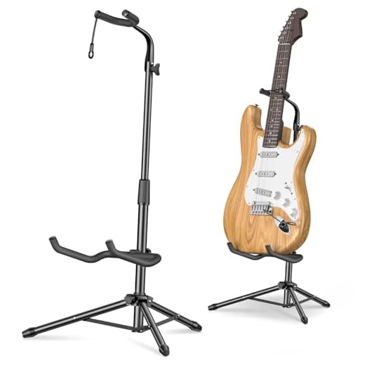 New Bee Soporte de Guitarra Suelo Universal Guitar Stand Ajustable en Altura, Plegable，Estable y Robusta para Guitarra Acústica, Eléctrica, Clásica, Bajo