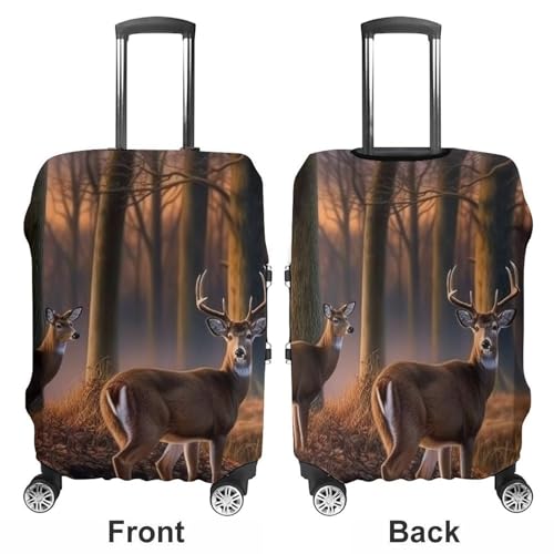 Nature Wild Animal Deers Luggage Covers Tsa Approved Suitcase Cover Elastic Washable Luggage Sleeve Carry on Cover Protector Anti-Scratch Suitcase Protector Fits 19-30 Inch Case(XL)3