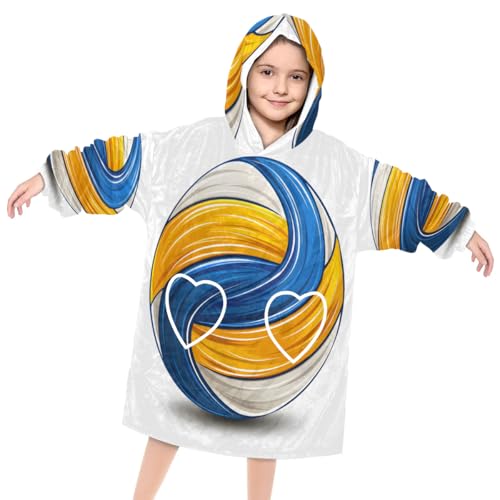 Pardick Wearable Blanket Hoodie for Kids, Sports Volleyballs Fleece Sweatshirt Blanket Oversized Blanket Sweatshirt with Pocket Flannel Warm Hooded Blanket 6-10 Year Old Girl Boy Gift, One Size