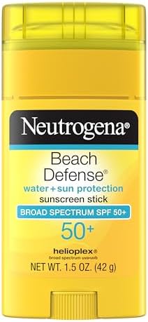 Neutrogena Beach Defense Sunscreen Stick SPF 50, Broad Spectrum Sun Protection for Face & Body, Water-Resistant, Non-Greasy Formula, Travel Size for Beach & Outdoor Use, 1.5 oz (42 g)