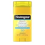 Neutrogena Beach Defense Sunscreen Stick SPF 50, Broad Spectrum Sun Protection for Face & Body, Water-Resistant, Non-Greasy Formula, Travel Size for Beach & Outdoor Use, 1.5 oz (42 g)