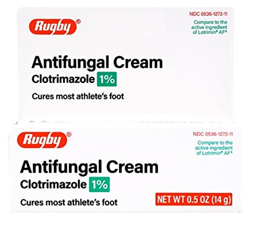 Rugby Clotrimazole Antifungal Cream 1% - Treatment Ointment - Helps Provide Soothing Itchy Skin Relief - 0.5 Oz.