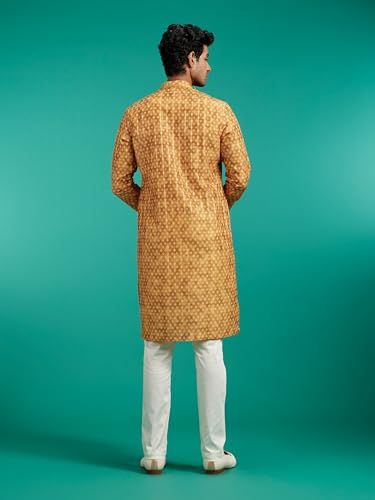 Image of DIWAS by MANYAVAR Men's Art Silk Bandhani Prints Angrakha Style Kurta (1pc)