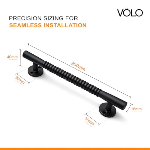 Image of VOLO Main Door Pull Push Handle for Main Entry | Interior Exterior Use | Modern Home Office Door Hardware Pull Handle | (Black, 8 Inch (200MM), Pack of 2 Piece (K-59))